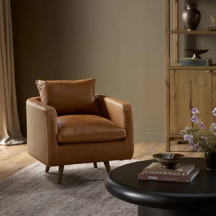 Rounded Back Leather Swivel Chair