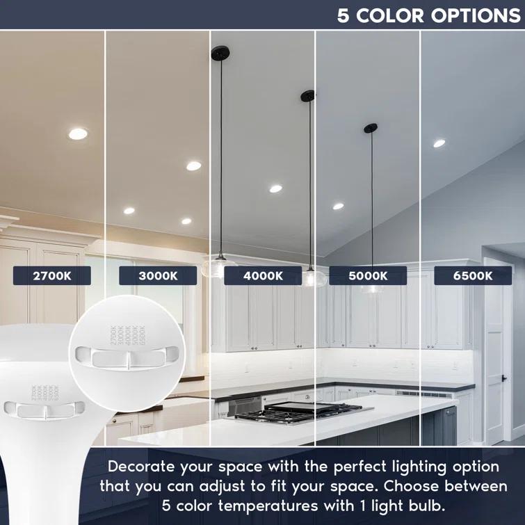 Luxrite BR30 LED Light Bulb =85W 5CCT 2700K 3000K 3500K 4000K 5000K, Dimmable, LED Flood Light Bulb, UL Listed, E26 Medium Base 6 Pack