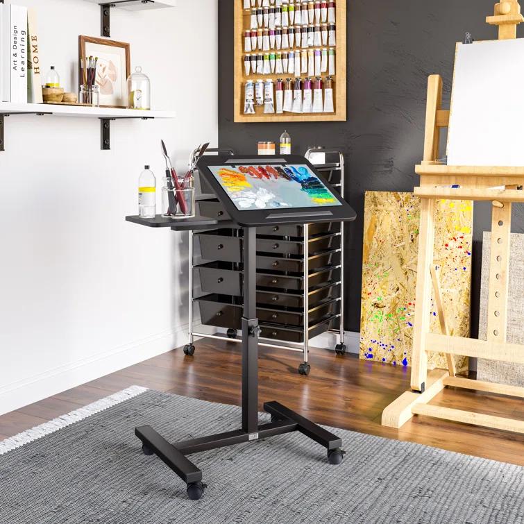 Seville Classics airLIFT Adjustable Height Rolling Tiltable Desk with Mouse Stand