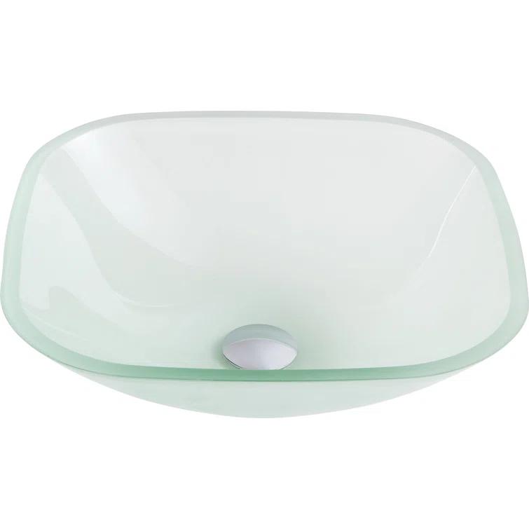 ANZZI LS-AZ8125 ANZZI Victor 16.5'' Matte Clear Tempered Glass Square Bathroom Sink