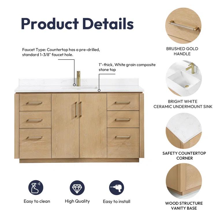 Cloverfield 60'' Single Bathroom Vanity