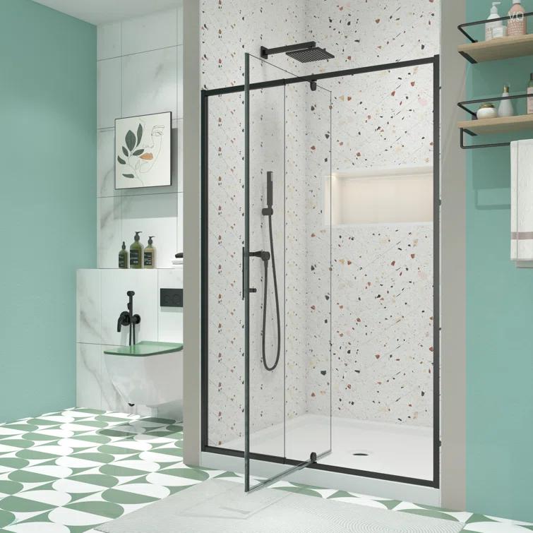 38-42" W x 71" H Flush Glass Shower Door Reversible Installation