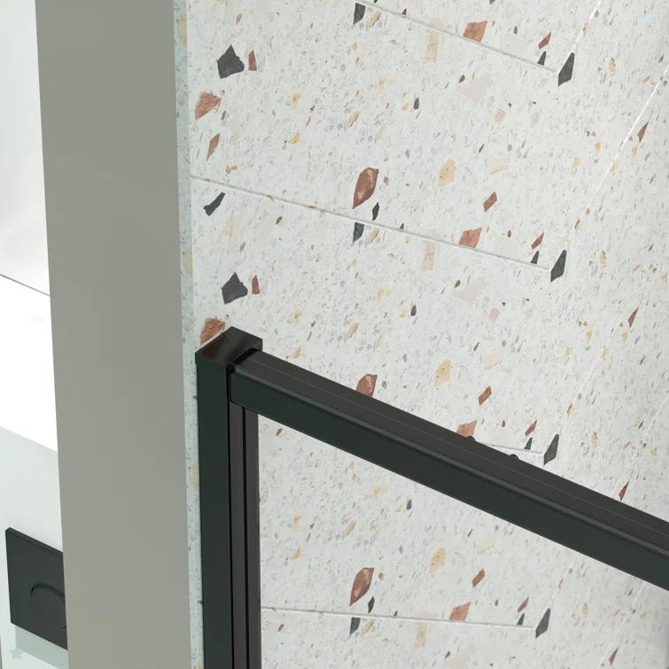 38-42" W x 71" H Flush Glass Shower Door Reversible Installation