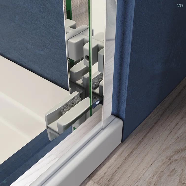 VODYXSEP Sliding Shower Glass Door 56-60 In. W X 72 In. H, Adjustable Semi Frameless Shower Door, Certified Thick Clear Clear Tempered Glass, 304 Stainless Steel Handles Y4VO-W2269P144322