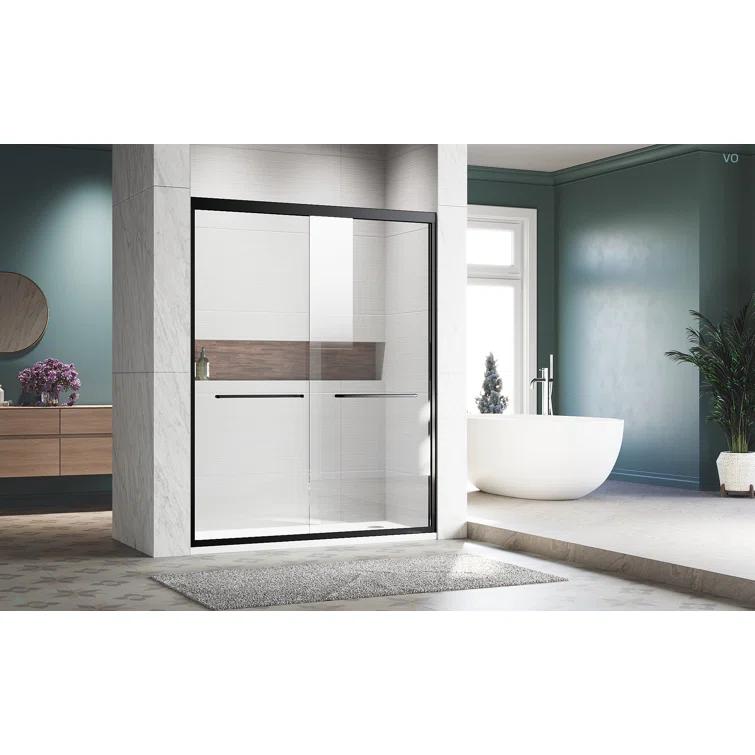 LOONGFIELD Sliding Shower Glass Door 56-60 In. W X 72 In. H, Adjustable Semi Frameless Shower Door, Certified Thick Clear Clear Tempered Glass, 304 Stainless Steel Handles ASTARQ-W2269P144324