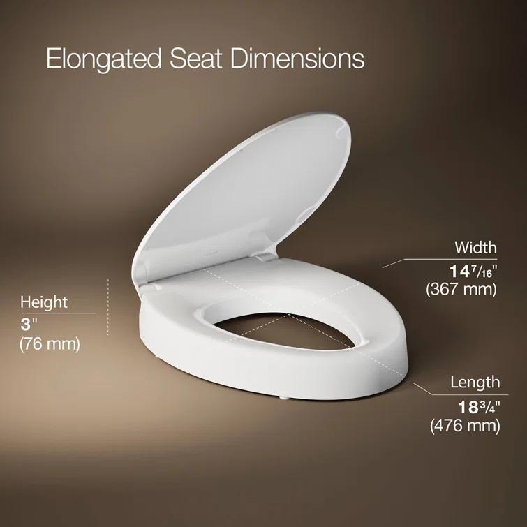 Hyten Elevated Toilet Seat with Quiet-Close Lid and Seat and Grip-Tight Bumpers