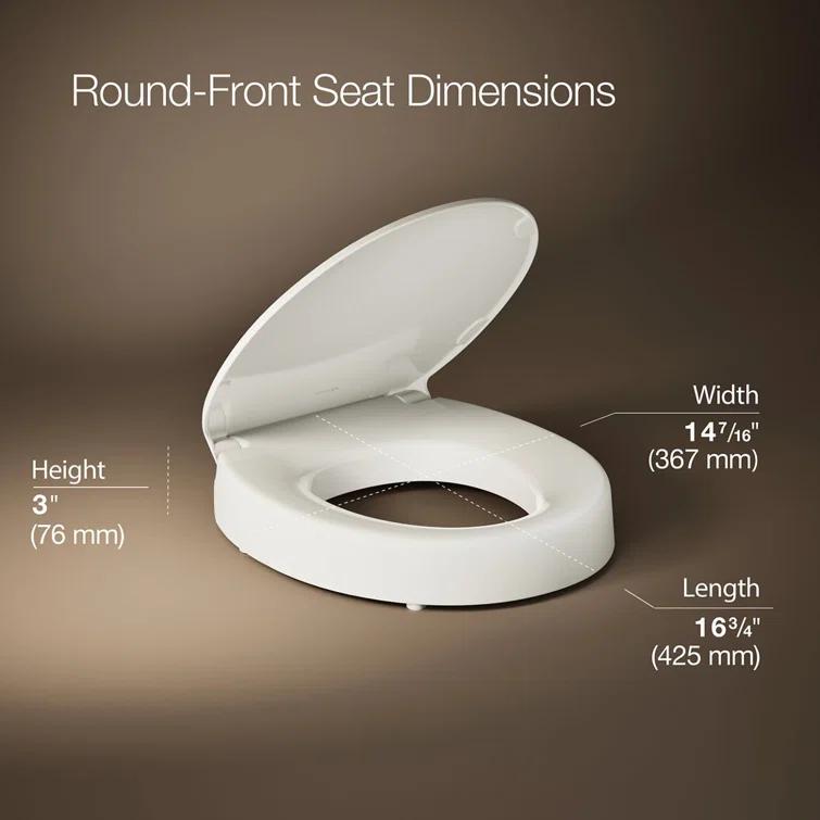Hyten Elevated Toilet Seat with Quiet-Close Lid and Seat and Grip-Tight Bumpers