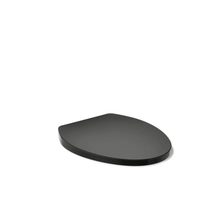 Elongated Toilet Seat, Slow Soft Close, Oval(Oblong) Toilet Seat For Elongated Toilets, Quiet-Close Lid And Seat, Easy To Install And Clean, Never Loosen, Black(18.5)