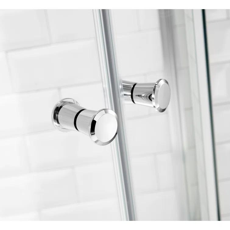 ANZZI Mare Series 35.2'' W 76'' H Framed Round Reversible Shower Enclosure SD-AZ050-01CH