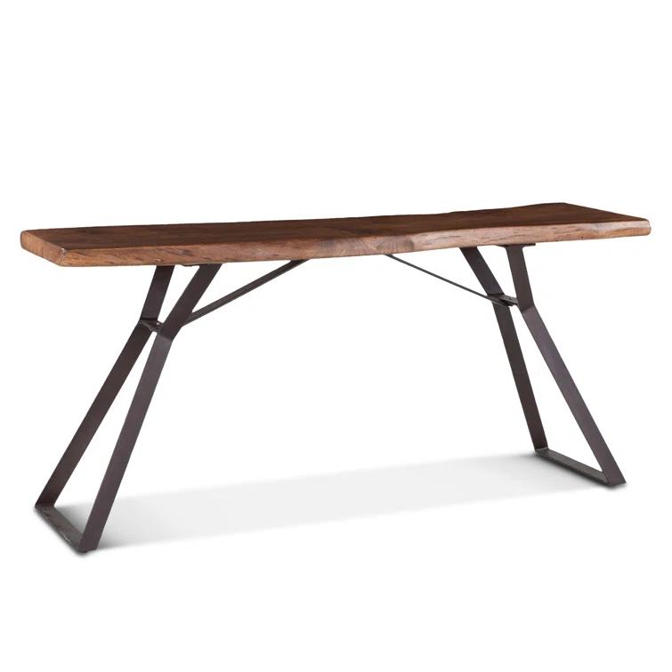 Nottingham Acacia Walnut Console Table with Distressed Metal Base
