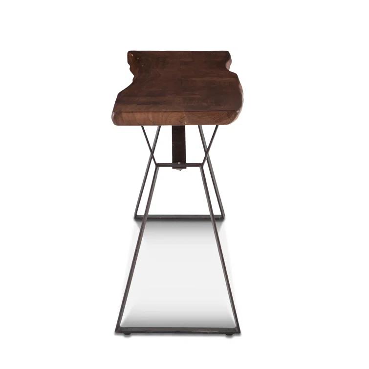 Nottingham Acacia Walnut Console Table with Distressed Metal Base