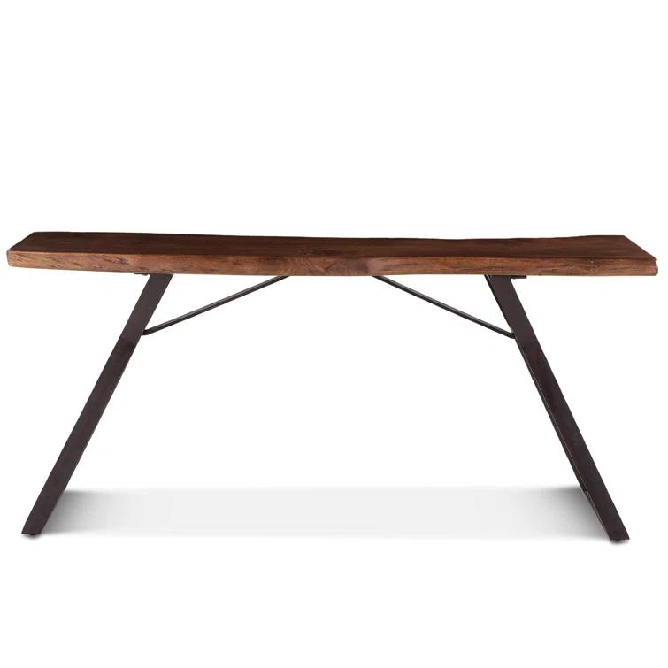 Nottingham Acacia Walnut Console Table with Distressed Metal Base