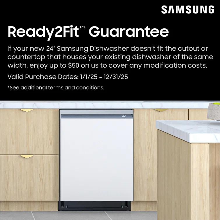 Samsung 24" 51 Decibel ENERGY STAR Certified Built-in Top Control Dishwasher with Adjustable Rack