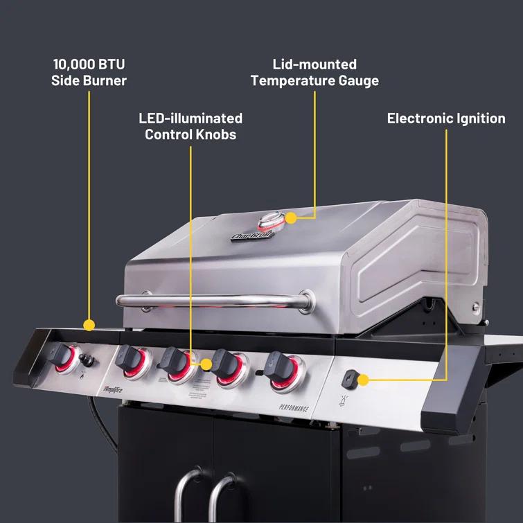 Charbroil Performance Series Infrared 4-Burner Propane Gas Grill, Black