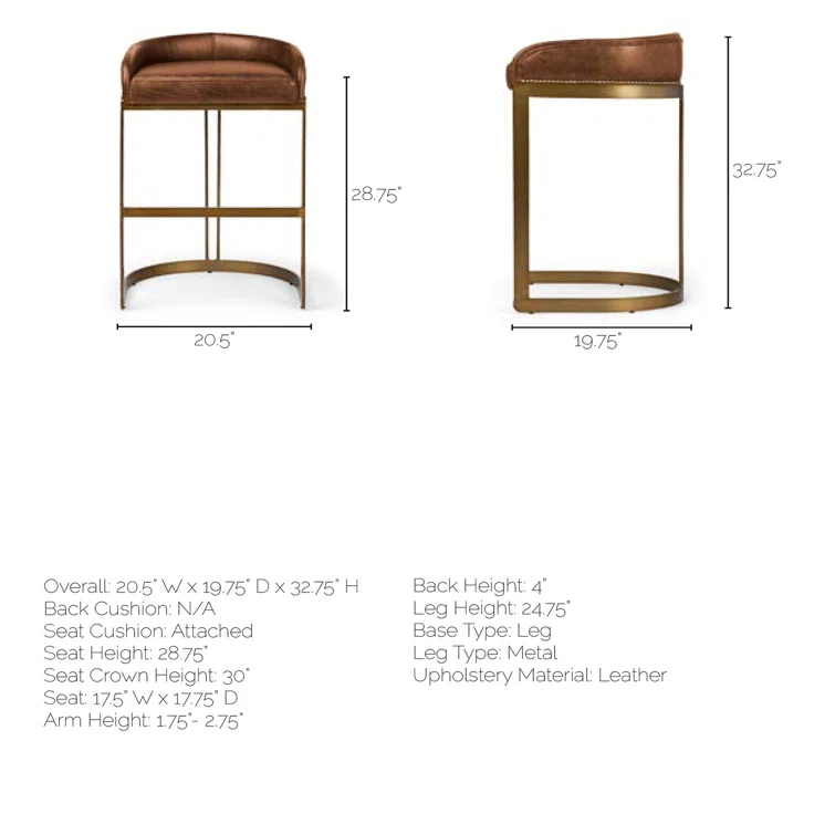 Bradley Genuine Leather Bar & Counter Stool