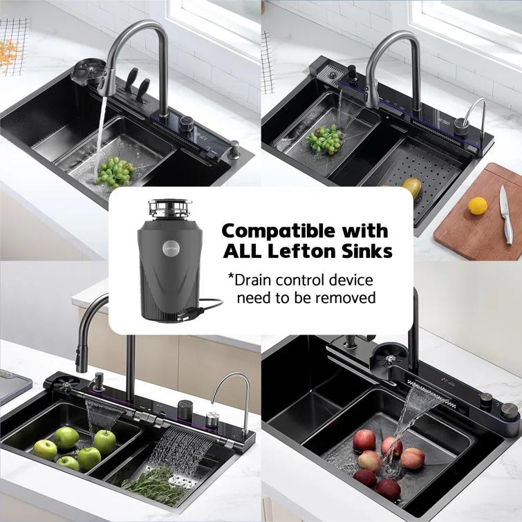 Lefton 33"x22" Single Bowl Stainless Steel Kitchen Sink Ks2207l With 1 Hp Continuous Feed Garbage Disposal Lgd-1010