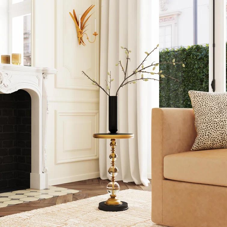 Forella Granite & Acrylic Pedestal End Table