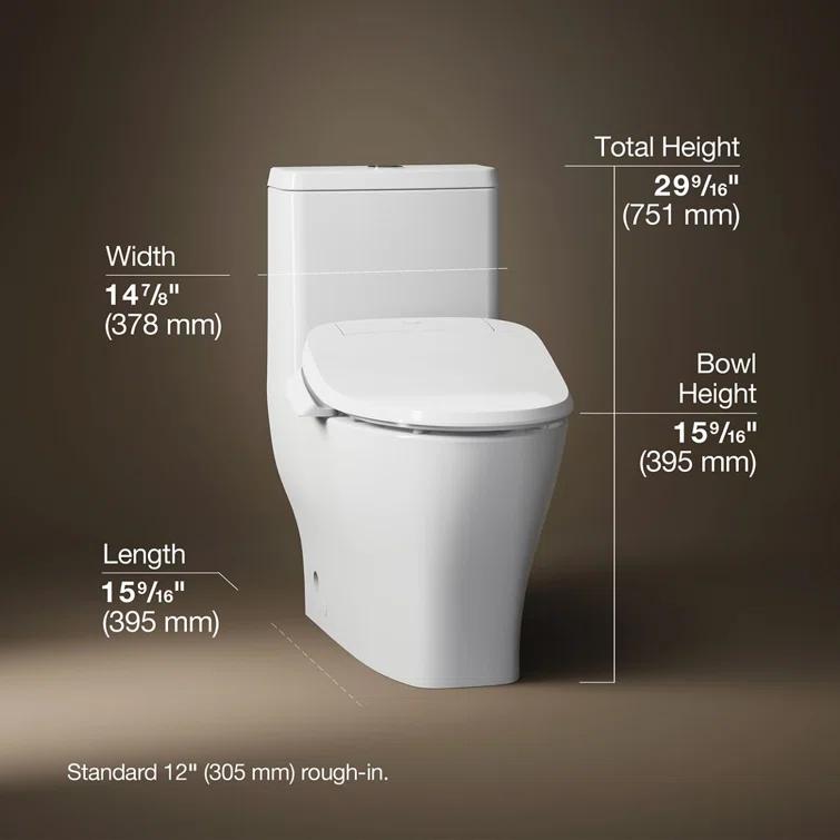 Kohler Spacity One-Piece Compact Elongated Toilet With Skirted Trapway, 1.28 Gpf K28020-0
