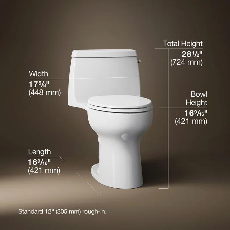 Santa Rosa One-Piece Compact Elongated 1.6 Gpf Toilet With Revolution 360 Swirl Flushing Technology