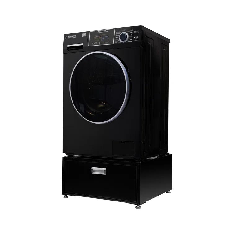 Equator Advanced Appliances All-in-one Washer Dryer Ventless FULLY BUILTIN 0-CLEARANCE 1.62cf/15lbs 110V 1400RPM with Pedestal EZ 4700 C + PDL 4455 Black