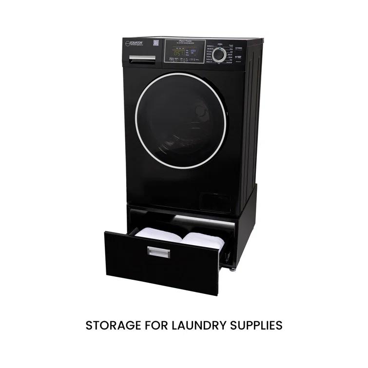 Equator Advanced Appliances All-in-one Washer Dryer Ventless FULLY BUILTIN 0-CLEARANCE 1.62cf/15lbs 110V 1400RPM with Pedestal EZ 4700 C + PDL 4455 Black