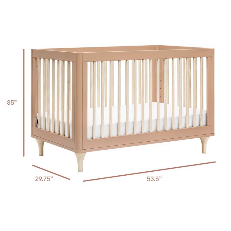 Babyletto Lolly Canyon Pink & Washed Natural Wood 3-in-1 Convertible Baby Crib with Toddler Bed Conversion Kit
