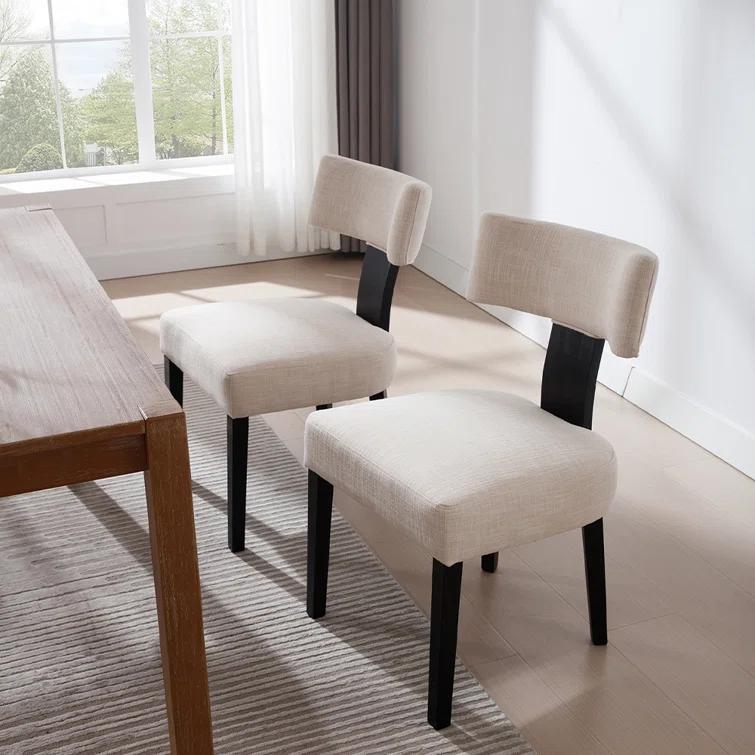 Inelda Mid Century Upholstered Dining Chairs Side Chairs Farmhouse Faux Leather Dining Chair with Wood Legs