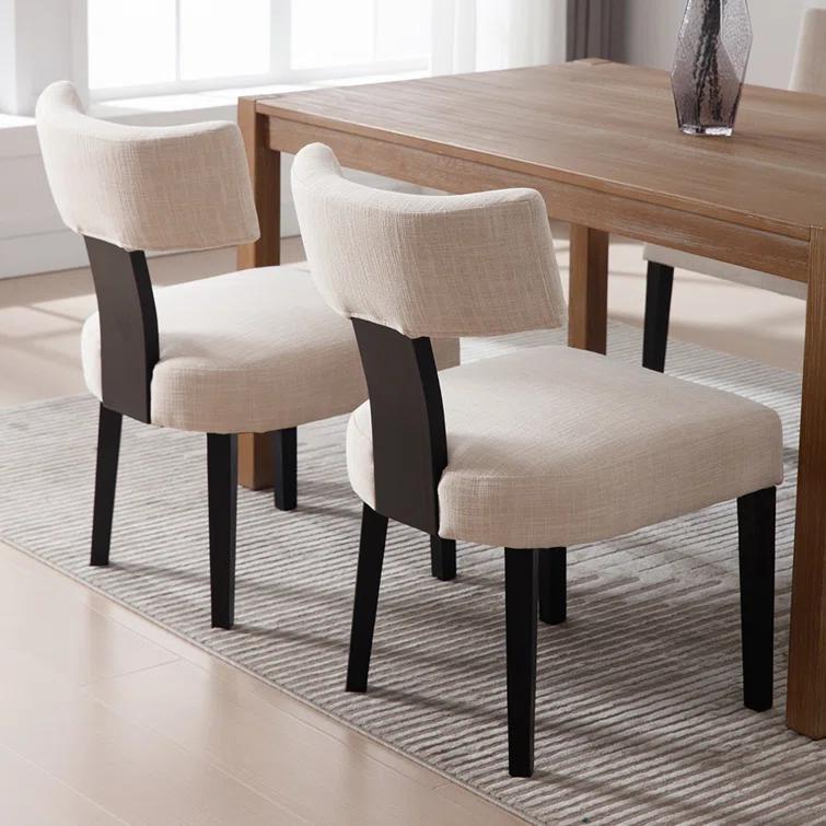 Inelda Mid Century Upholstered Dining Chairs Side Chairs Farmhouse Faux Leather Dining Chair with Wood Legs