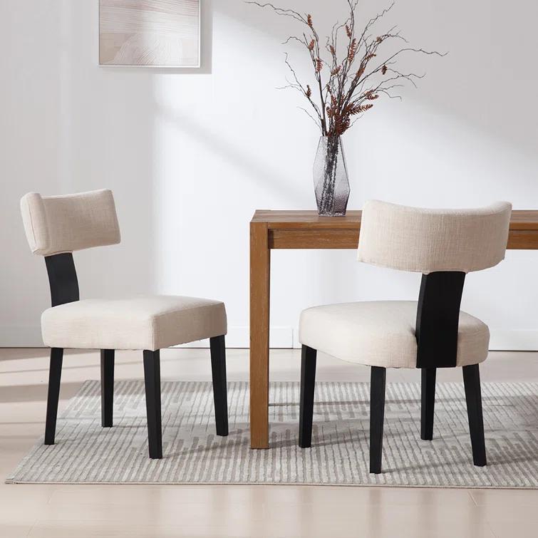 Inelda Mid Century Upholstered Dining Chairs Side Chairs Farmhouse Faux Leather Dining Chair with Wood Legs