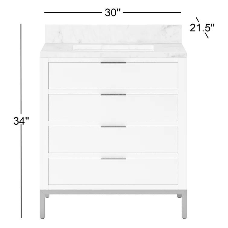Water Creation Bristol 30" Wood Single Bathroom Vanity in Pure White/Gold