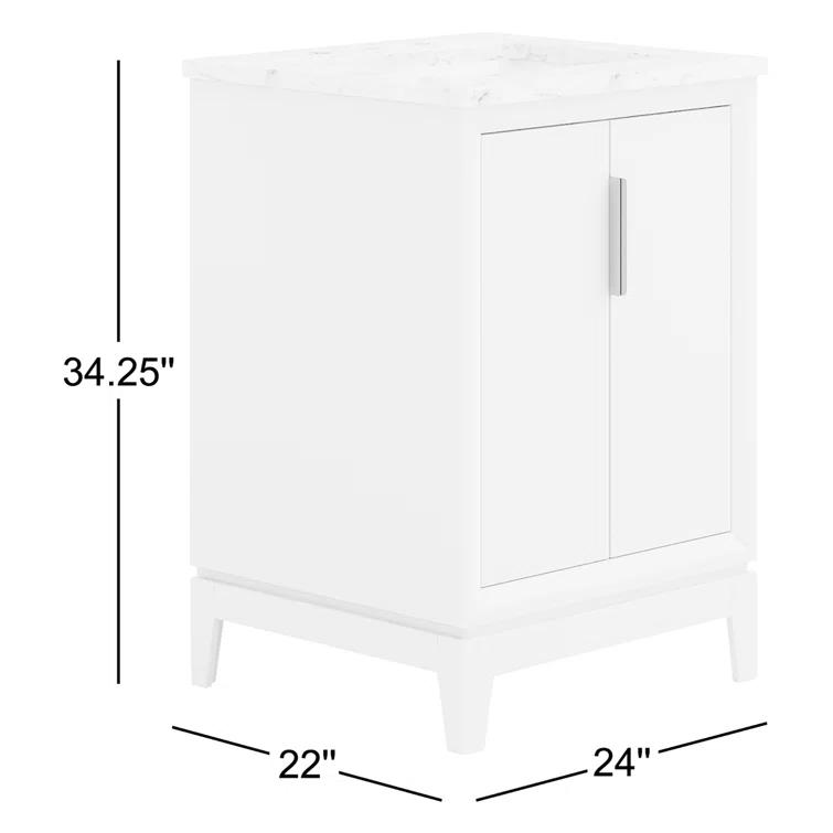 Elizabeth Collection 24 in. Bath Vanity in Monarch Blue With Vanity Top in Carrara White Marble - Vanity Only