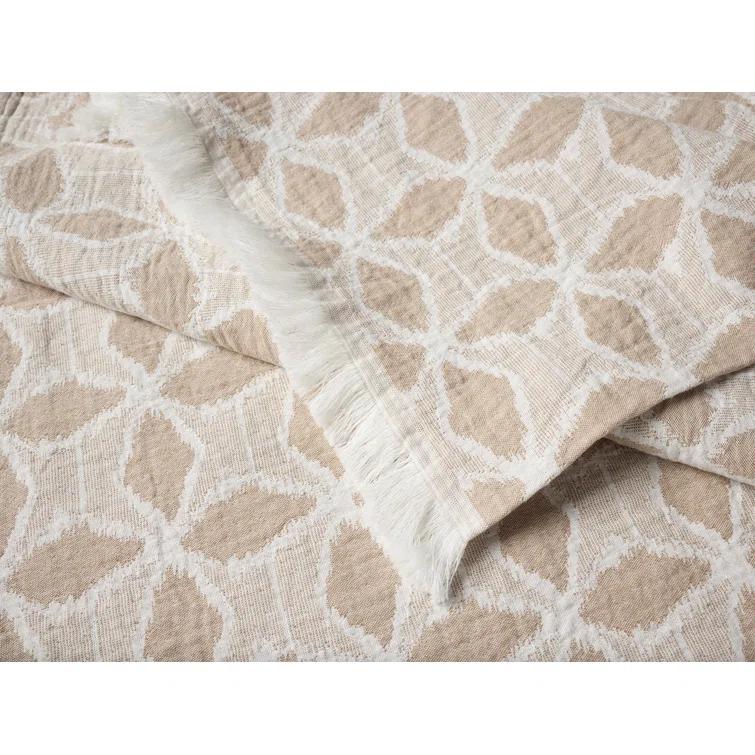 Doe Organic Cotton Reversible Throw Blanket with Fringe