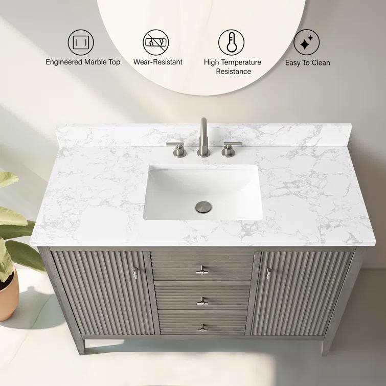 48'' Single Bathroom Vanity with Engineered Marble Top