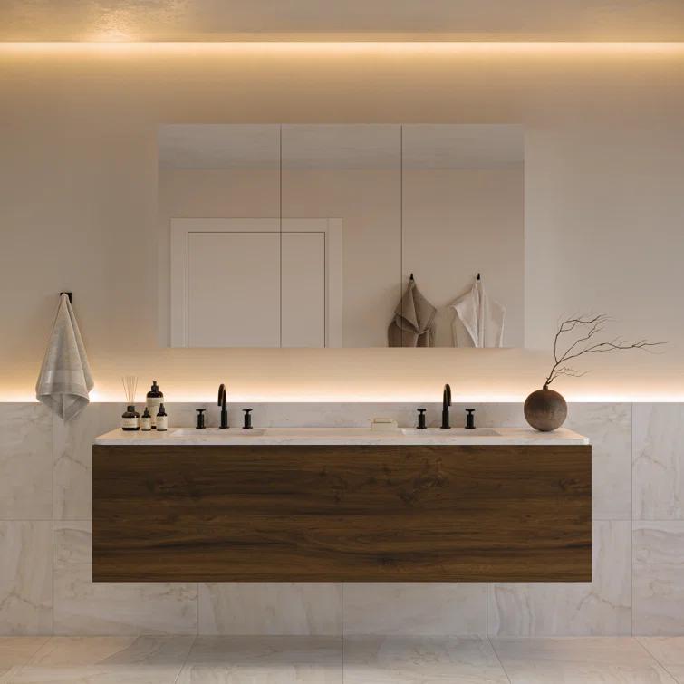 Senza Recessed/Surface Mount Rectangular Frameless Bathroom Medicine Cabinet