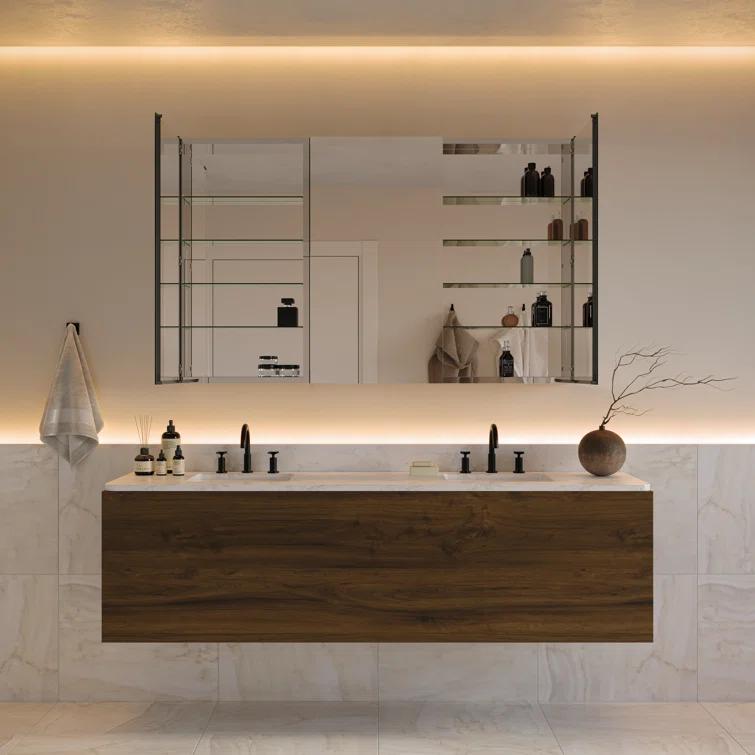 Senza Recessed/Surface Mount Rectangular Frameless Bathroom Medicine Cabinet