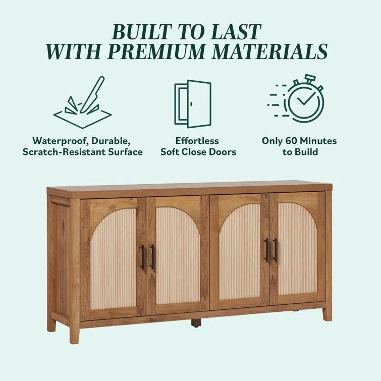 Eilisha Modern Reeded Sideboard with Arched Doors