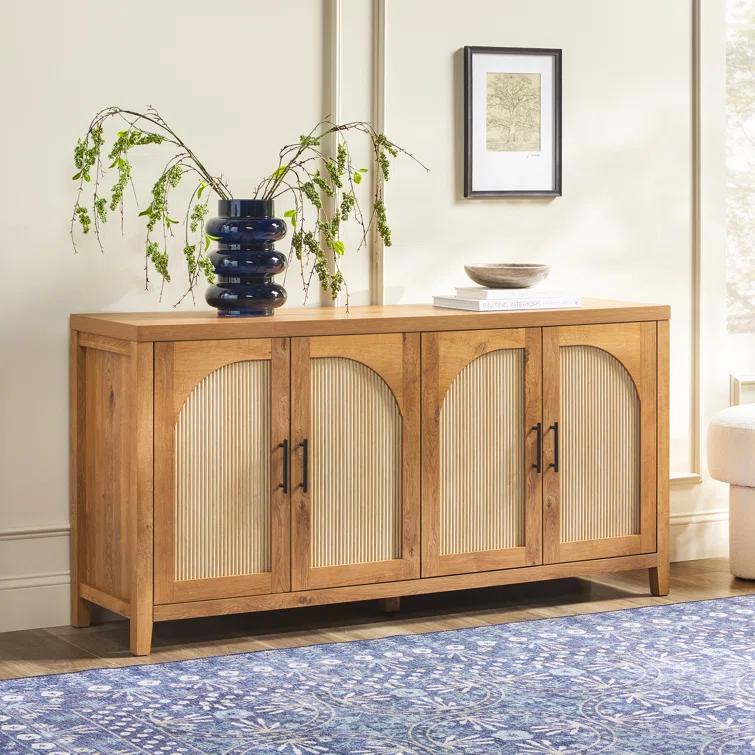 Eilisha Modern Reeded Sideboard with Arched Doors