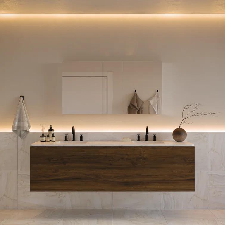 Fresca Senza 49" W x 26" H Surface/Recessed Mount Bathroom Medicine Cabinet with 4 Adjustable Shelves