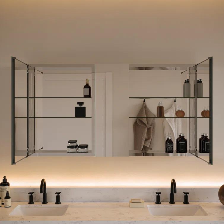 Fresca Senza 49" W x 26" H Surface/Recessed Mount Bathroom Medicine Cabinet with 4 Adjustable Shelves