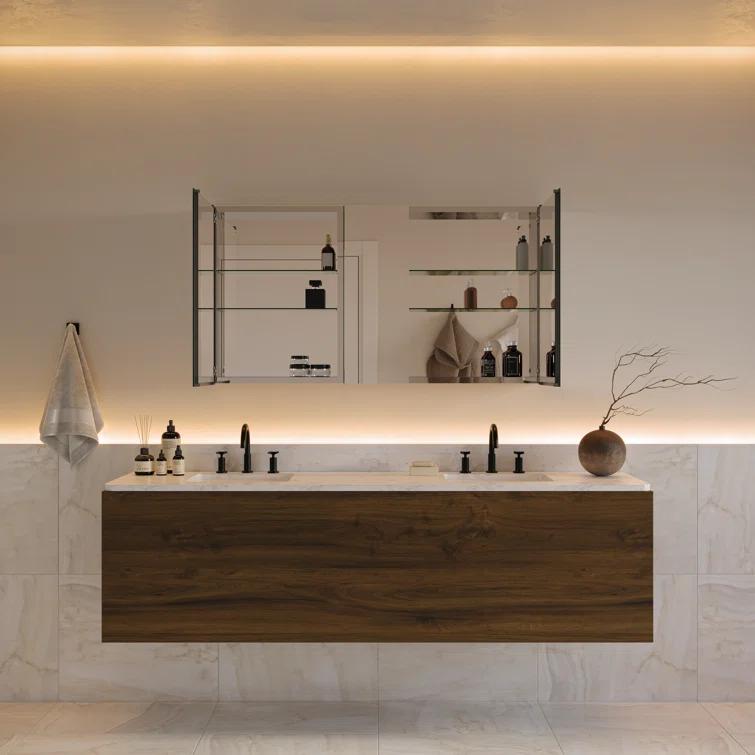 Fresca Senza 49" W x 26" H Surface/Recessed Mount Bathroom Medicine Cabinet with 4 Adjustable Shelves