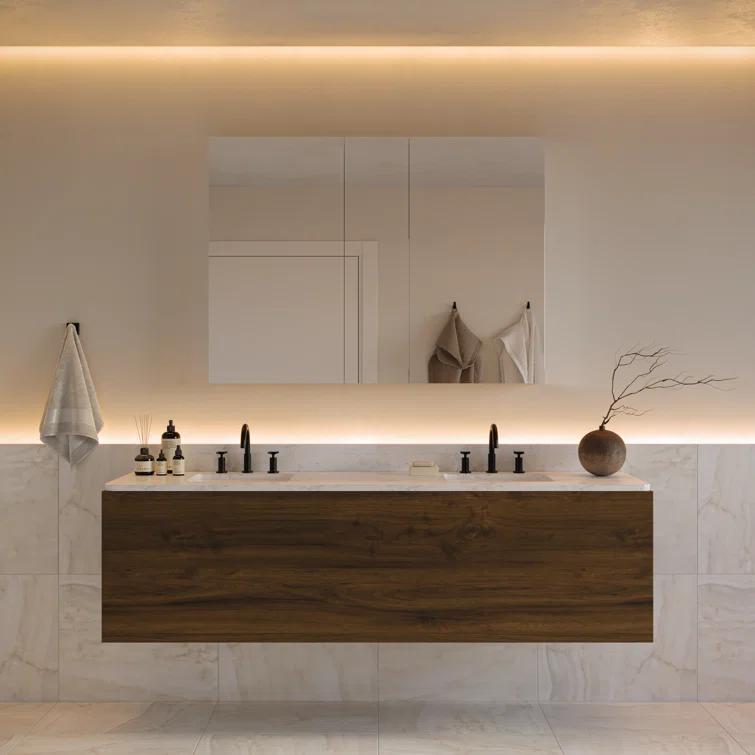 Senza Recessed/Surface Mount Rectangular Frameless Bathroom Medicine Cabinet