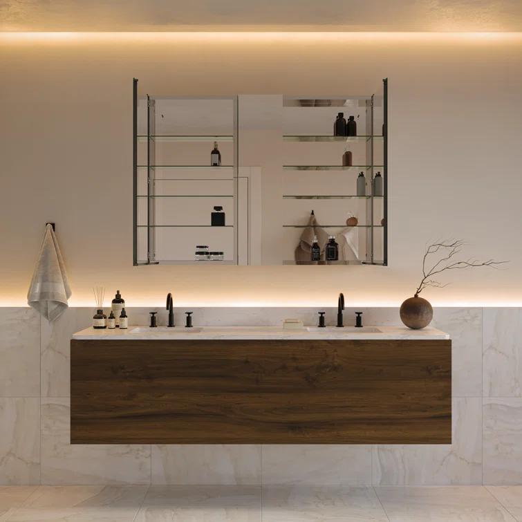 Senza Recessed/Surface Mount Rectangular Frameless Bathroom Medicine Cabinet