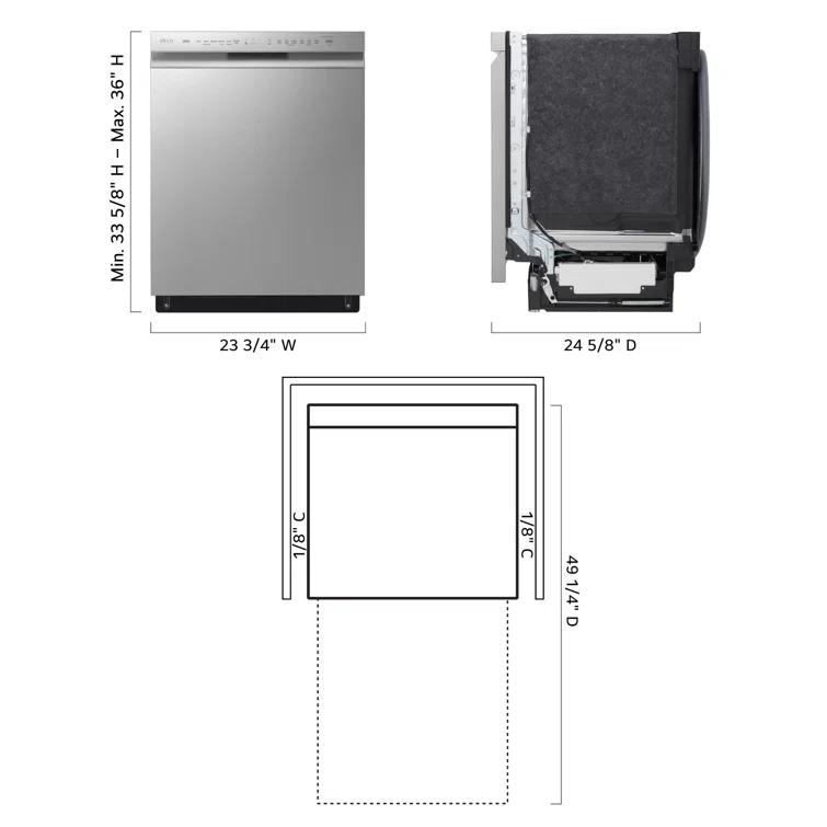 LG LG 24 in. PrintProof Stainless Steel Front Control Dishwasher with QuadWash, 3rd Rack & Dynamic Dry, 48 dBA LDFN4542S