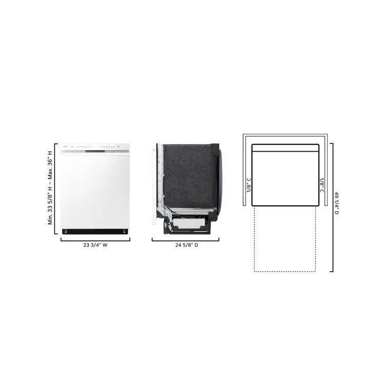 LG 24 in. PrintProof Stainless Steel Front Control Dishwasher with QuadWash, 3rd Rack & Dynamic Dry, 48 dBA
