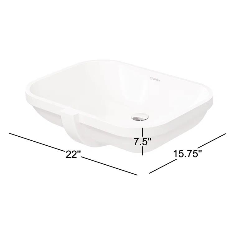 D-Code Ceramic Oval Undermount Bathroom Sink with Overflow