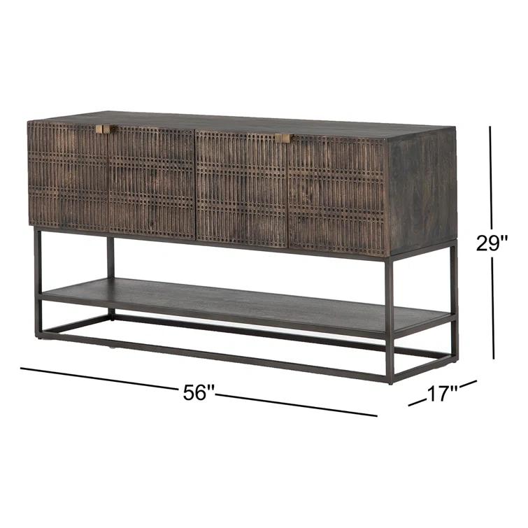 Carved Mango Wood Media Console (56")