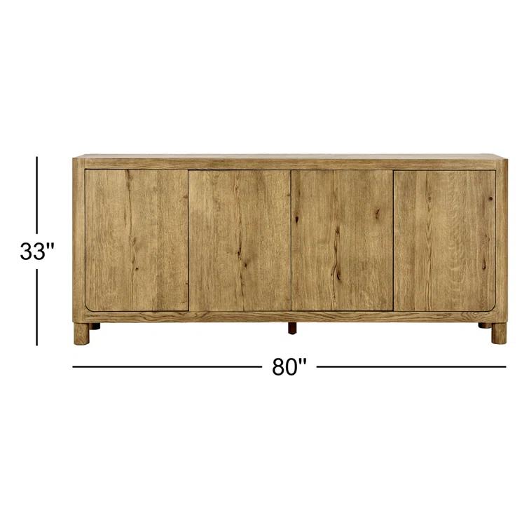 Orlando Light Brown Oak Wood 4-Door Sideboard
