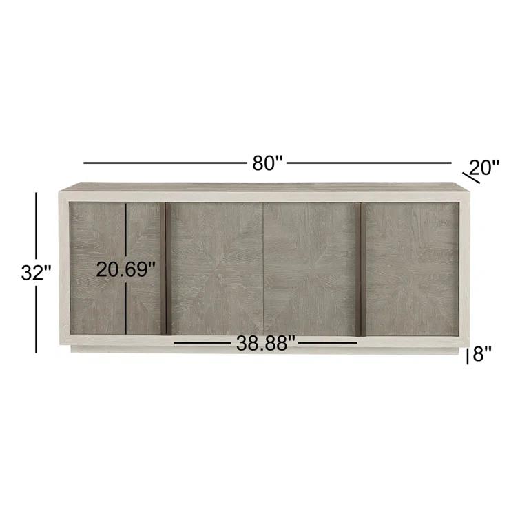 Contemporary Brinkley 80'' Gray-Brown Credenza with Adjustable Shelves