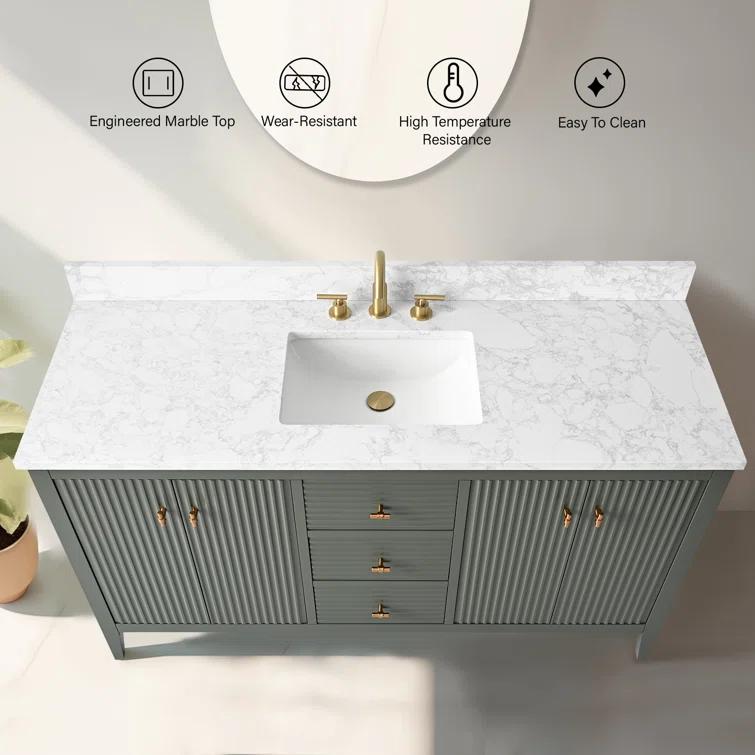 60'' Single Bathroom Vanity with Engineered Marble Top