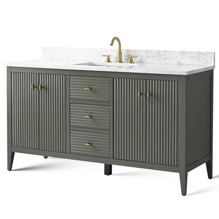 60'' Single Bathroom Vanity with Engineered Marble Top